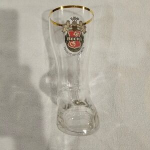 Becks Beer Boot Glass Product of Germany with Gold Trim Novelty Barware